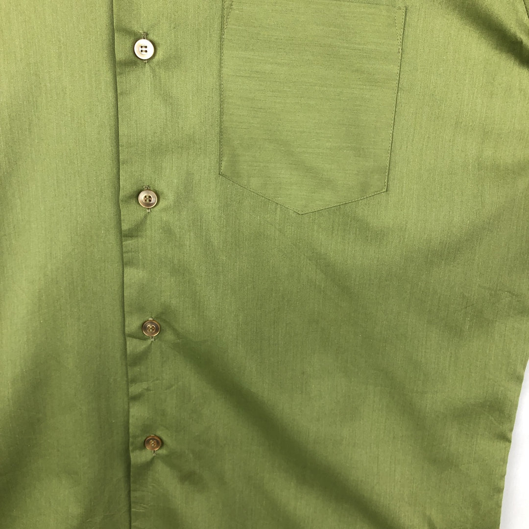 1970'S Montgomery Ward Short-Sleeve Poly-Cotton Shirt, Men's Size L (Equivalent), Vintage polyester green type Vintage Second Hand