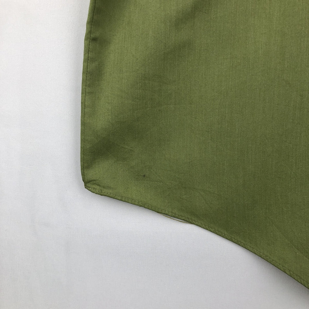 1970'S Montgomery Ward Short-Sleeve Poly-Cotton Shirt, Men's Size L (Equivalent), Vintage polyester green type Vintage Second Hand