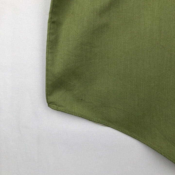 1970'S Montgomery Ward Short-Sleeve Poly-Cotton Shirt, Men's Size L (Equivalent), Vintage polyester green type Vintage Second Hand