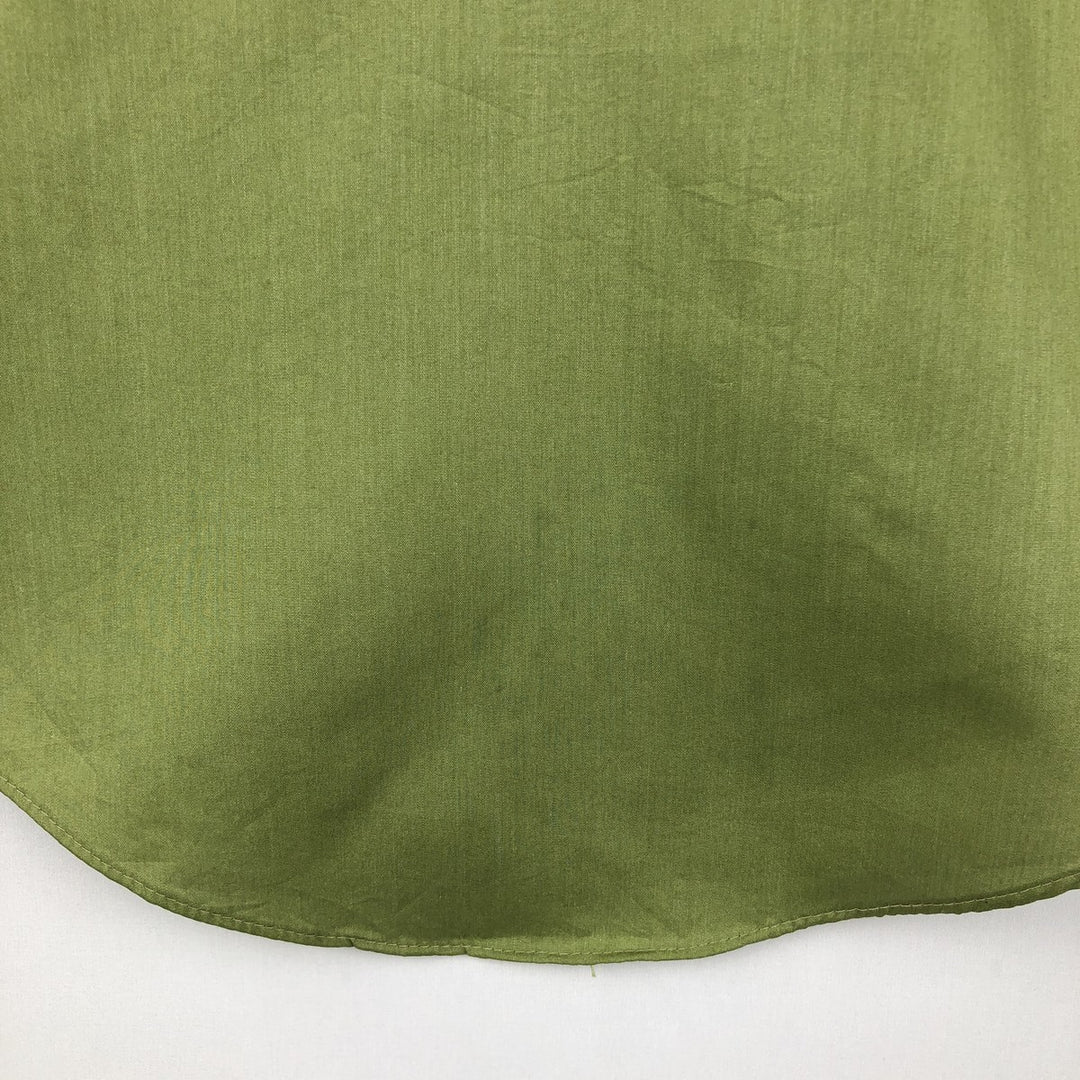 1970'S Montgomery Ward Short-Sleeve Poly-Cotton Shirt, Men's Size L (Equivalent), Vintage polyester green type Vintage Second Hand