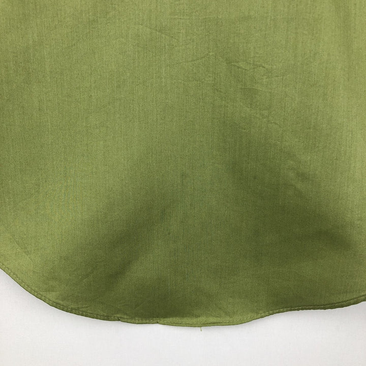 1970'S Montgomery Ward Short-Sleeve Poly-Cotton Shirt, Men's Size L (Equivalent), Vintage polyester green type Vintage Second Hand