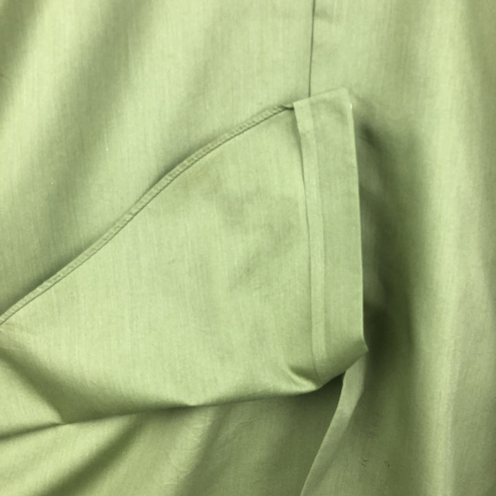 1970'S Montgomery Ward Short-Sleeve Poly-Cotton Shirt, Men's Size L (Equivalent), Vintage polyester green type Vintage Second Hand