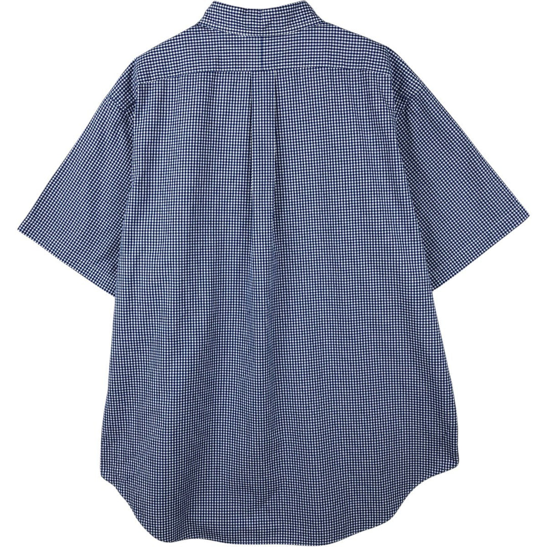 Ralph Lauren Classic Fit Gingham Check Short Sleeve Button Down Check Shirt Men's XL cotton blue type Vintage Second Hand