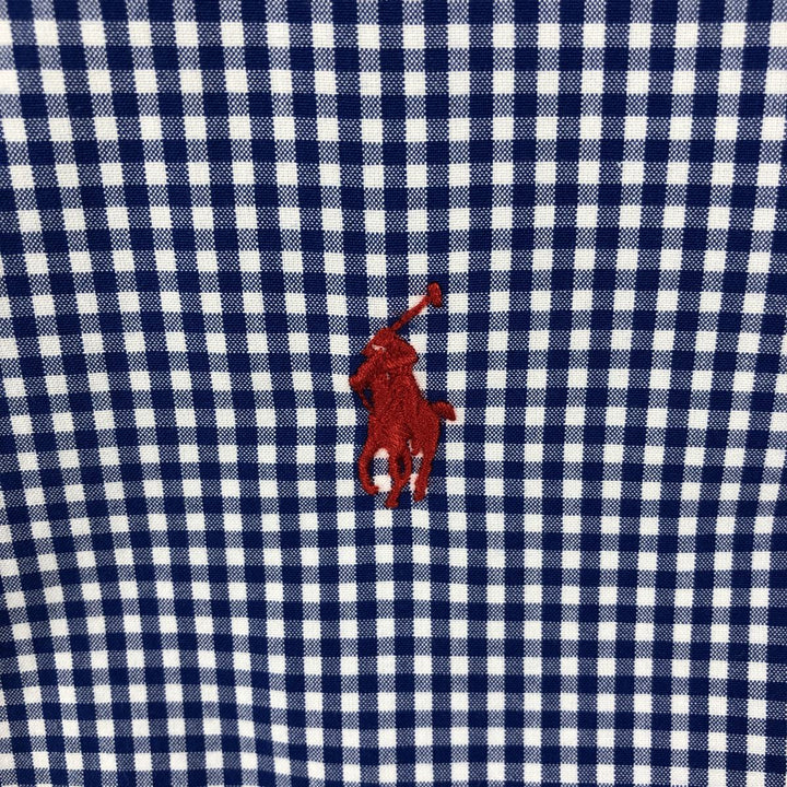 Ralph Lauren Classic Fit Gingham Check Short Sleeve Button Down Check Shirt Men's XL cotton blue type Vintage Second Hand