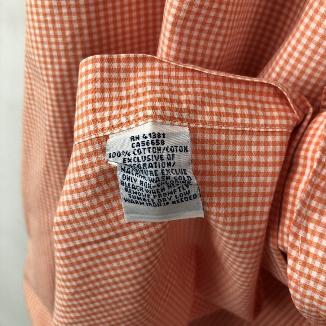Ralph Lauren Gingham Check Short Sleeve Button Down Check Shirt Men's XXL cotton orange type Vintage Second Hand