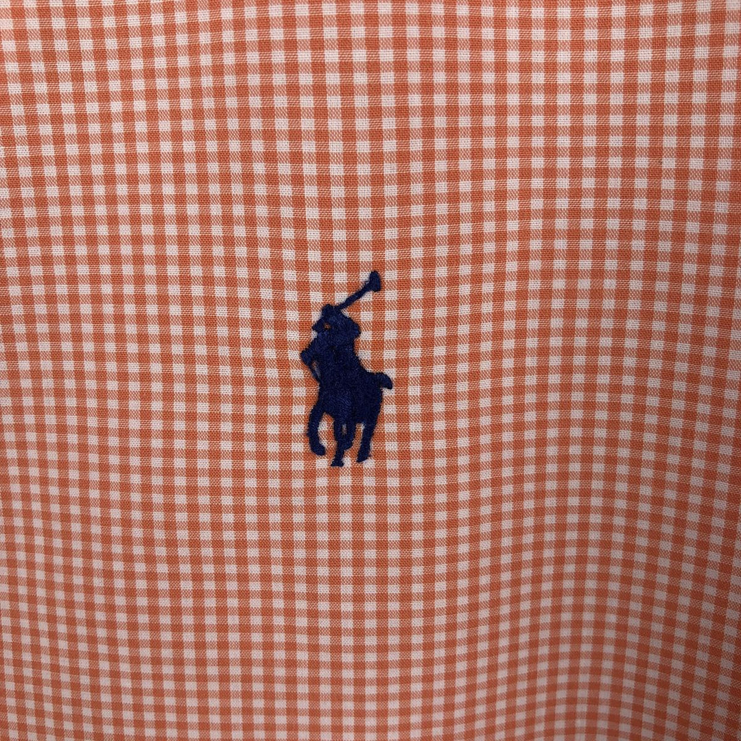 Ralph Lauren Gingham Check Short Sleeve Button Down Check Shirt Men's XXL cotton orange type Vintage Second Hand