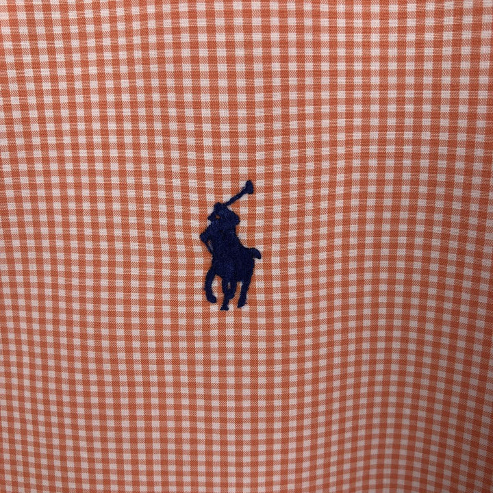 Ralph Lauren Gingham Check Short Sleeve Button Down Check Shirt Men's XXL cotton orange type Vintage Second Hand
