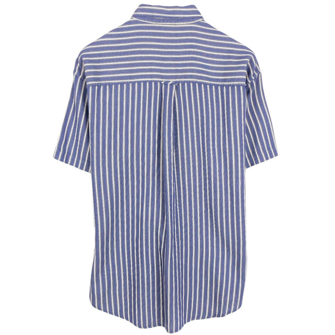Ralph Lauren Chaps short-sleeved button-down striped shirt, men's size L cotton blue type Vintage Second Hand