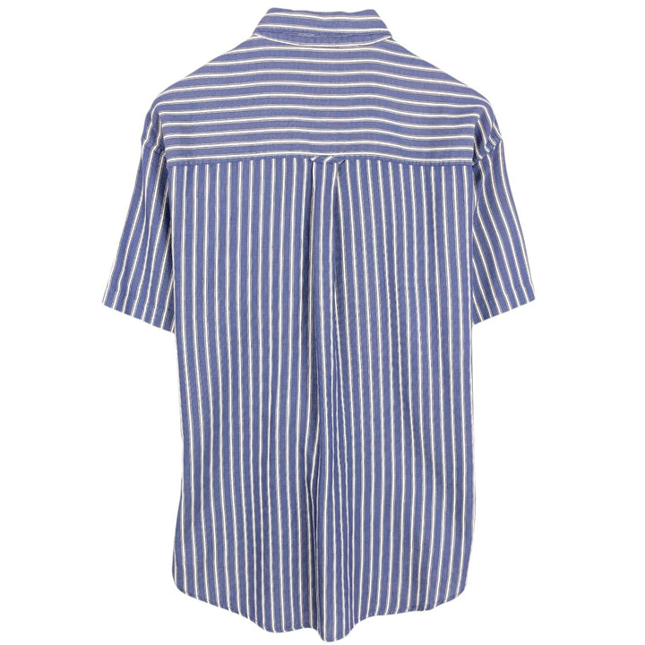 Ralph Lauren Chaps short-sleeved button-down striped shirt, men's size L cotton blue type Vintage Second Hand