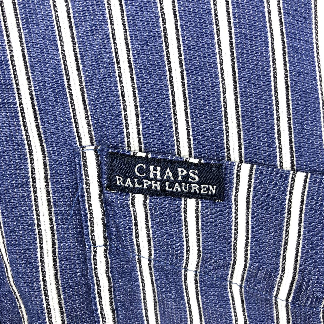 Ralph Lauren Chaps short-sleeved button-down striped shirt, men's size L cotton blue type Vintage Second Hand