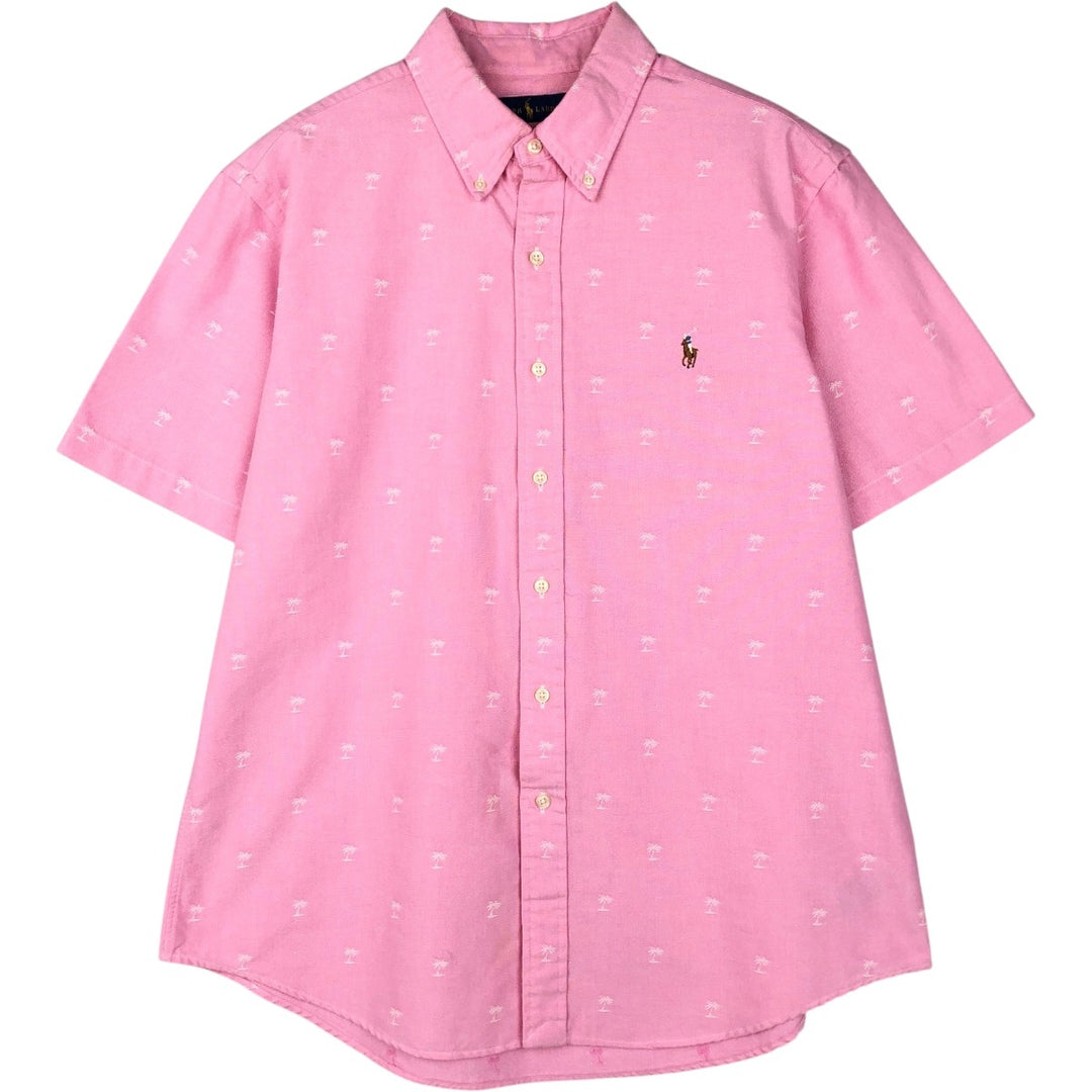 Ralph Lauren CLASSIC FIT Classic Fit all-over print short-sleeved button-down shirt, men's size L (approx.) cotton pink type Vintage Second Hand
