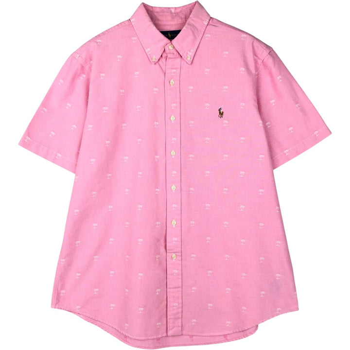 Ralph Lauren CLASSIC FIT Classic Fit all-over print short-sleeved button-down shirt, men's size L (approx.) cotton pink type Vintage Second Hand