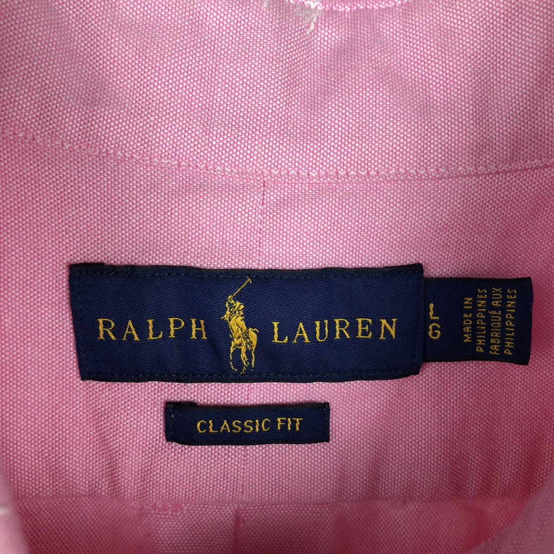 Ralph Lauren CLASSIC FIT Classic Fit all-over print short-sleeved button-down shirt, men's size L (approx.) cotton pink type Vintage Second Hand