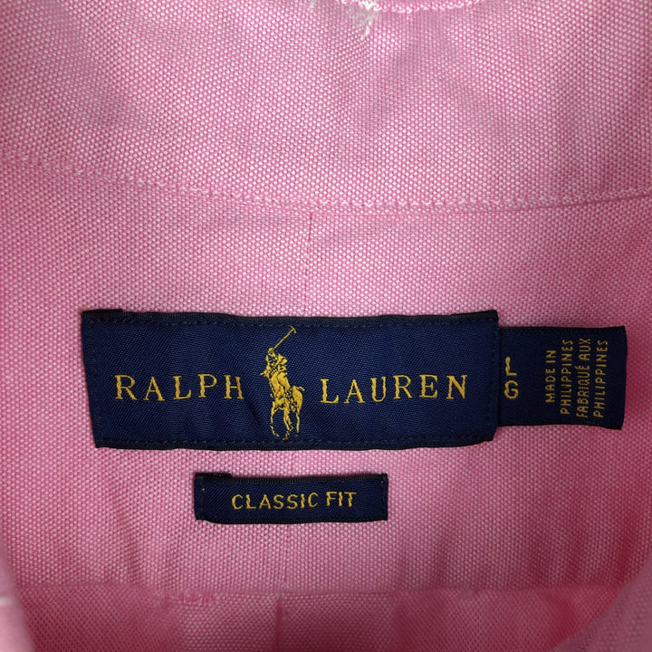 Ralph Lauren CLASSIC FIT Classic Fit all-over print short-sleeved button-down shirt, men's size L (approx.) cotton pink type Vintage Second Hand
