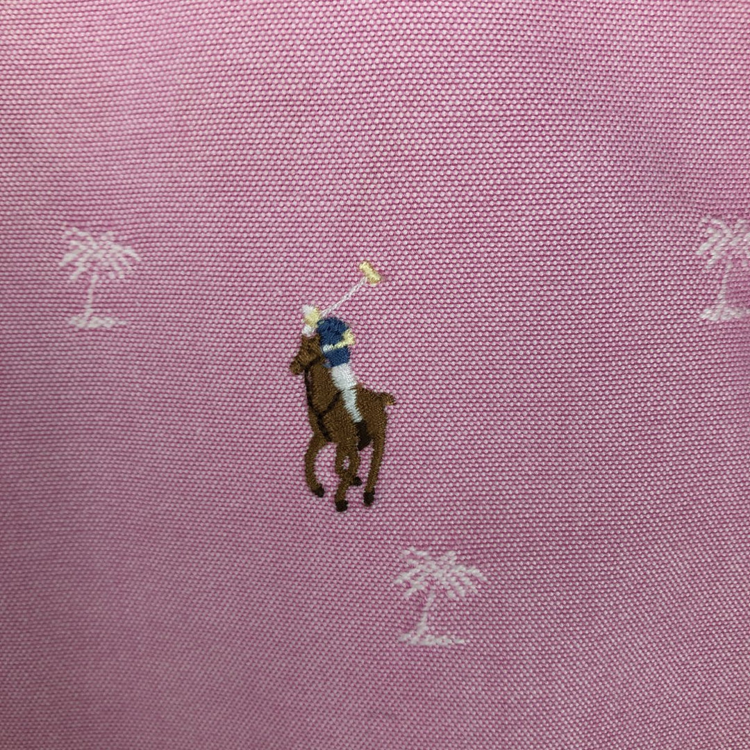 Ralph Lauren CLASSIC FIT Classic Fit all-over print short-sleeved button-down shirt, men's size L (approx.) cotton pink type Vintage Second Hand
