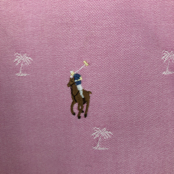 Ralph Lauren CLASSIC FIT Classic Fit all-over print short-sleeved button-down shirt, men's size L (approx.) cotton pink type Vintage Second Hand