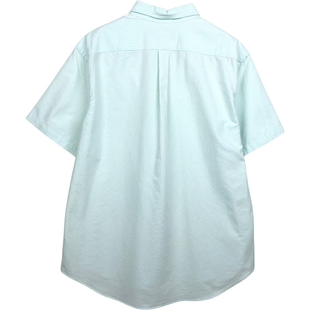 Ralph Lauren SLIM FIT Short-Sleeve Button-Down Striped Shirt, Men's Size XXL (approx.) cotton Mint green Vintage Second Hand