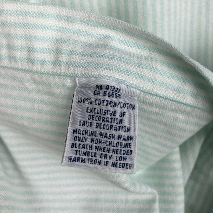 Ralph Lauren SLIM FIT Short-Sleeve Button-Down Striped Shirt, Men's Size XXL (approx.) cotton Mint green Vintage Second Hand