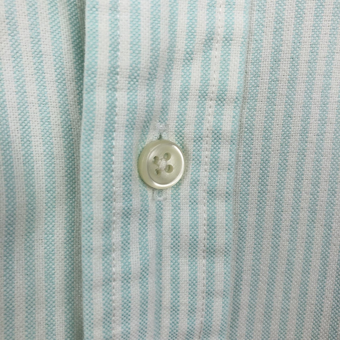 Ralph Lauren SLIM FIT Short-Sleeve Button-Down Striped Shirt, Men's Size XXL (approx.) cotton Mint green Vintage Second Hand