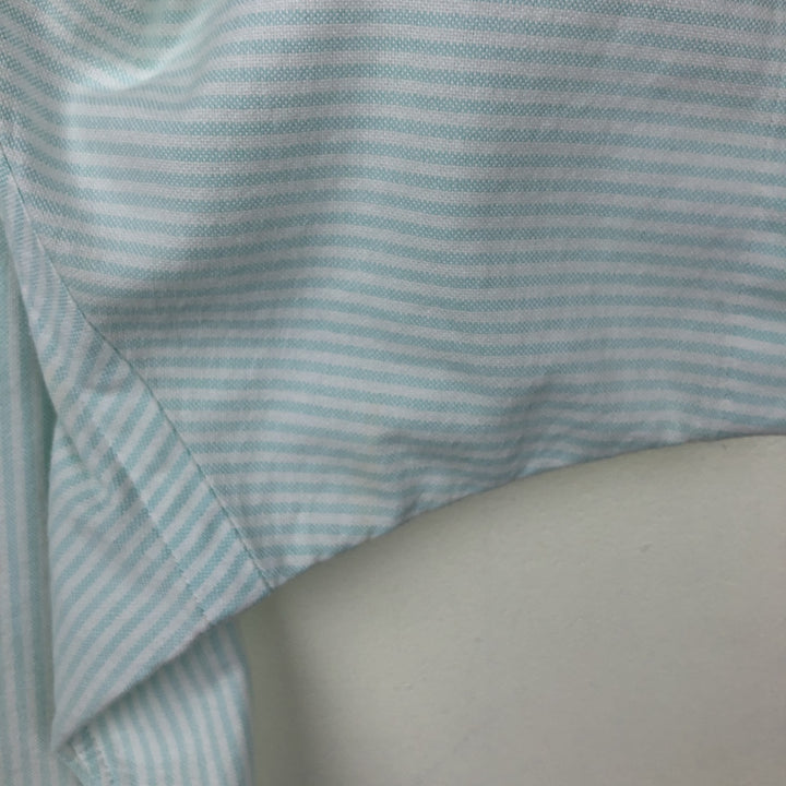 Ralph Lauren SLIM FIT Short-Sleeve Button-Down Striped Shirt, Men's Size XXL (approx.) cotton Mint green Vintage Second Hand