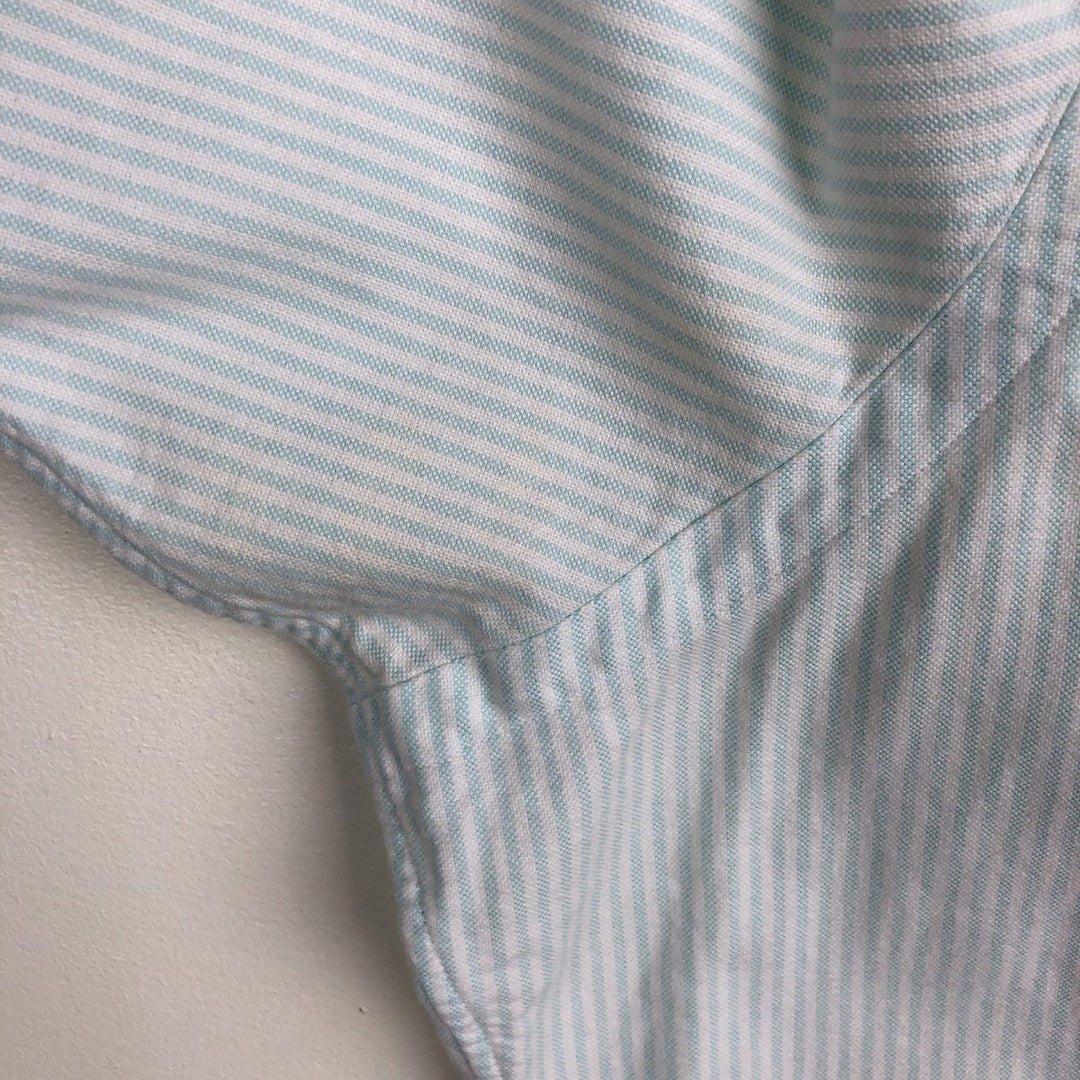 Ralph Lauren SLIM FIT Short-Sleeve Button-Down Striped Shirt, Men's Size XXL (approx.) cotton Mint green Vintage Second Hand