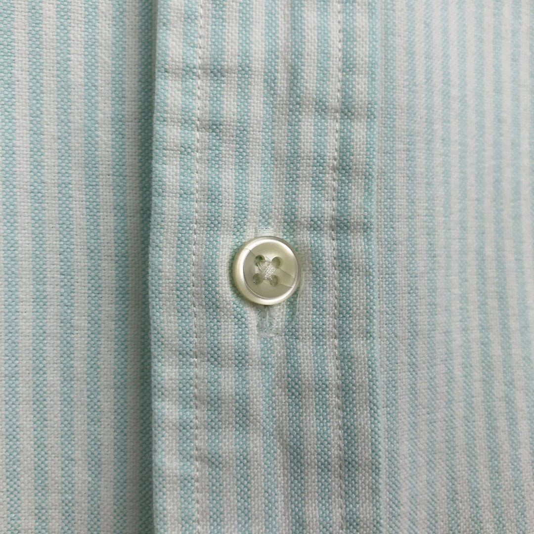 Ralph Lauren SLIM FIT Short-Sleeve Button-Down Striped Shirt, Men's Size XXL (approx.) cotton Mint green Vintage Second Hand