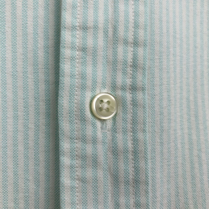 Ralph Lauren SLIM FIT Short-Sleeve Button-Down Striped Shirt, Men's Size XXL (approx.) cotton Mint green Vintage Second Hand