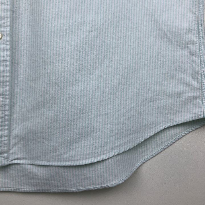Ralph Lauren SLIM FIT Short-Sleeve Button-Down Striped Shirt, Men's Size XXL (approx.) cotton Mint green Vintage Second Hand
