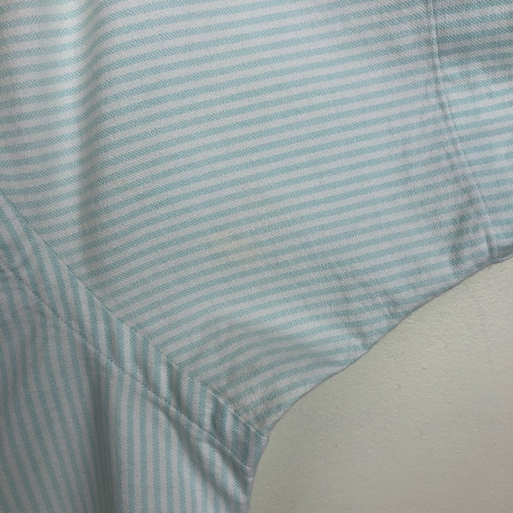 Ralph Lauren SLIM FIT Short-Sleeve Button-Down Striped Shirt, Men's Size XXL (approx.) cotton Mint green Vintage Second Hand