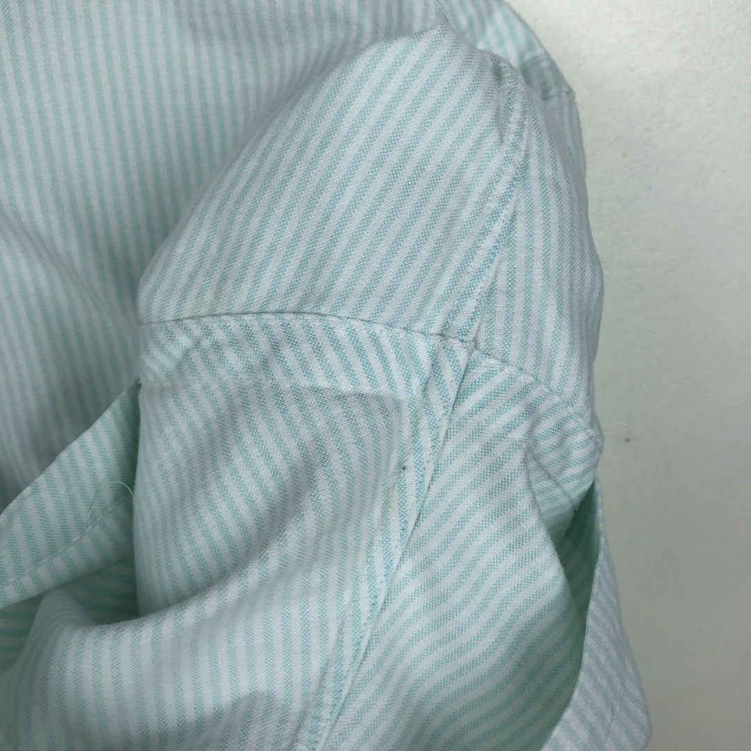 Ralph Lauren SLIM FIT Short-Sleeve Button-Down Striped Shirt, Men's Size XXL (approx.) cotton Mint green Vintage Second Hand