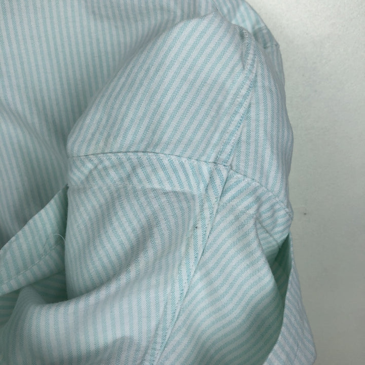 Ralph Lauren SLIM FIT Short-Sleeve Button-Down Striped Shirt, Men's Size XXL (approx.) cotton Mint green Vintage Second Hand