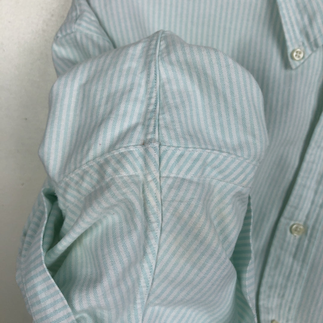 Ralph Lauren SLIM FIT Short-Sleeve Button-Down Striped Shirt, Men's Size XXL (approx.) cotton Mint green Vintage Second Hand