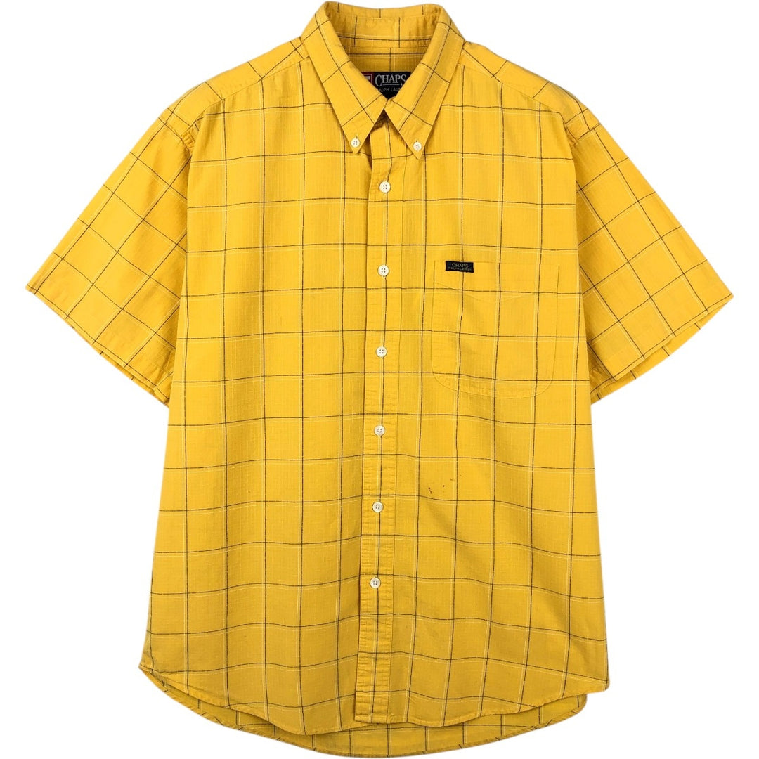 Ralph Lauren CHAPS short sleeve button down check shirt men's size M cotton yellow type Vintage Second Hand