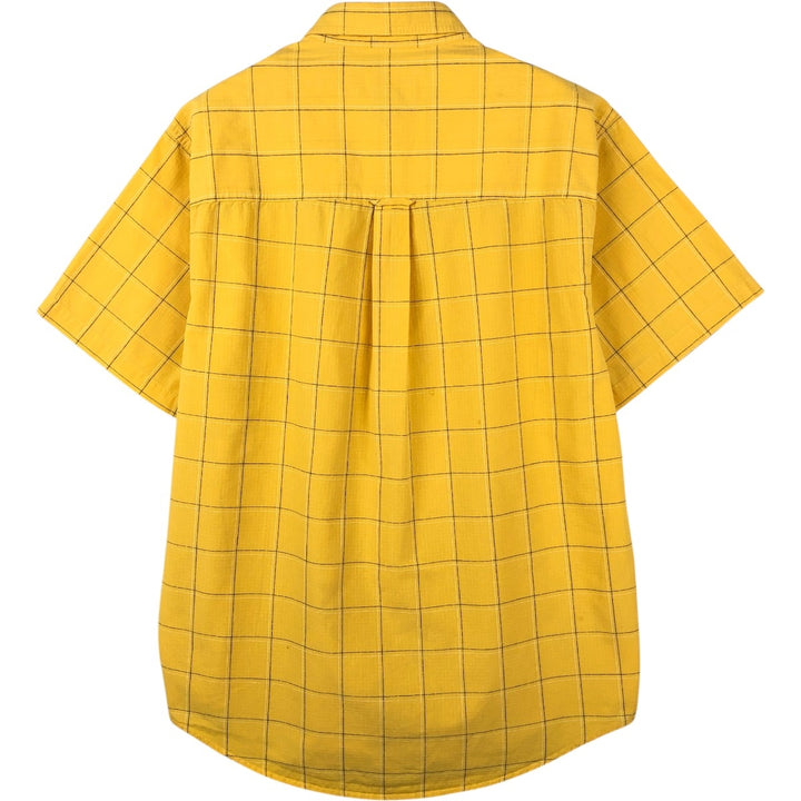 Ralph Lauren CHAPS short sleeve button down check shirt men's size M cotton yellow type Vintage Second Hand