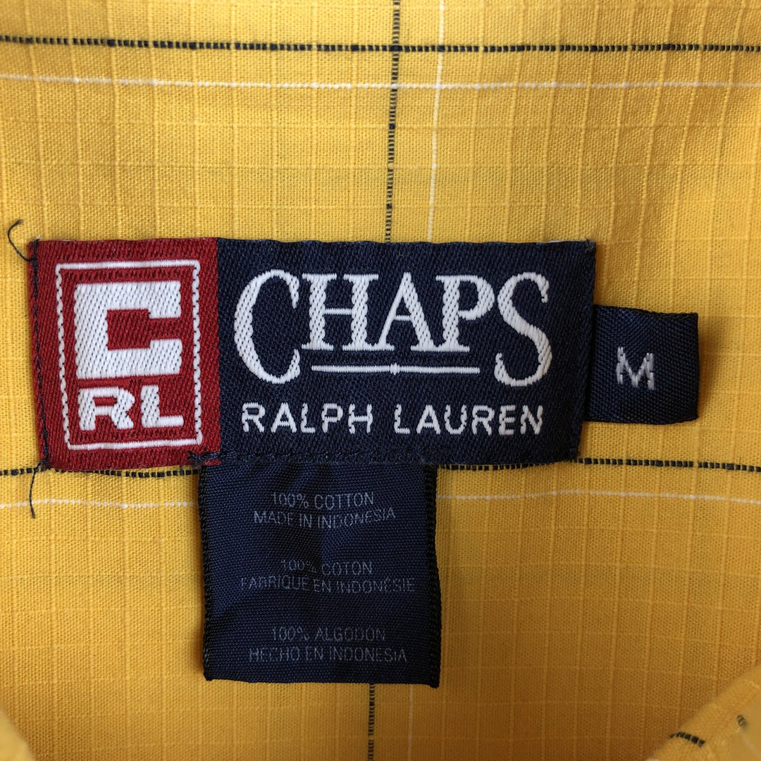 Ralph Lauren CHAPS short sleeve button down check shirt men's size M cotton yellow type Vintage Second Hand