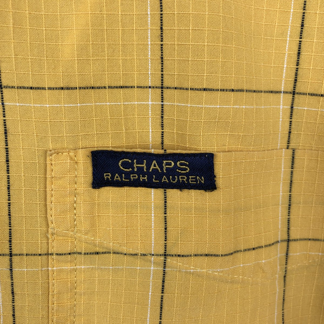 Ralph Lauren CHAPS short sleeve button down check shirt men's size M cotton yellow type Vintage Second Hand