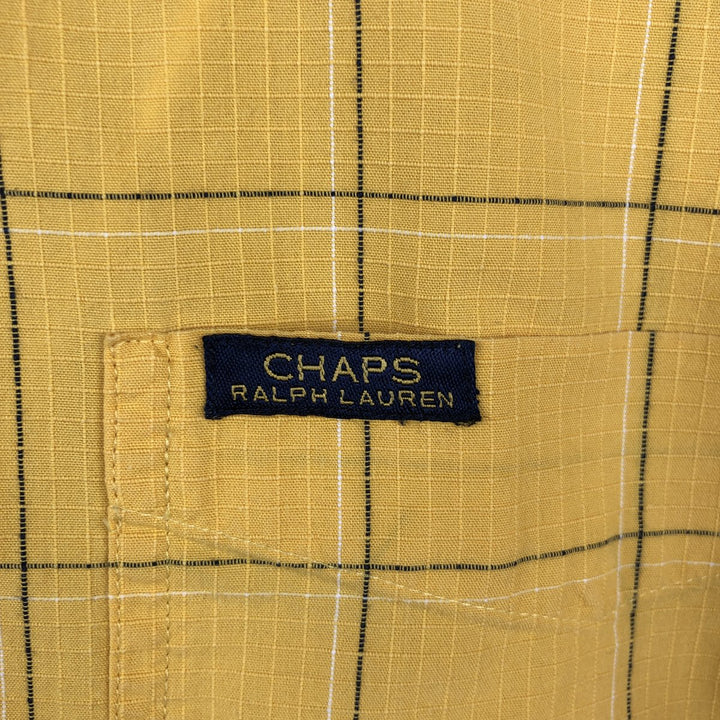 Ralph Lauren CHAPS short sleeve button down check shirt men's size M cotton yellow type Vintage Second Hand