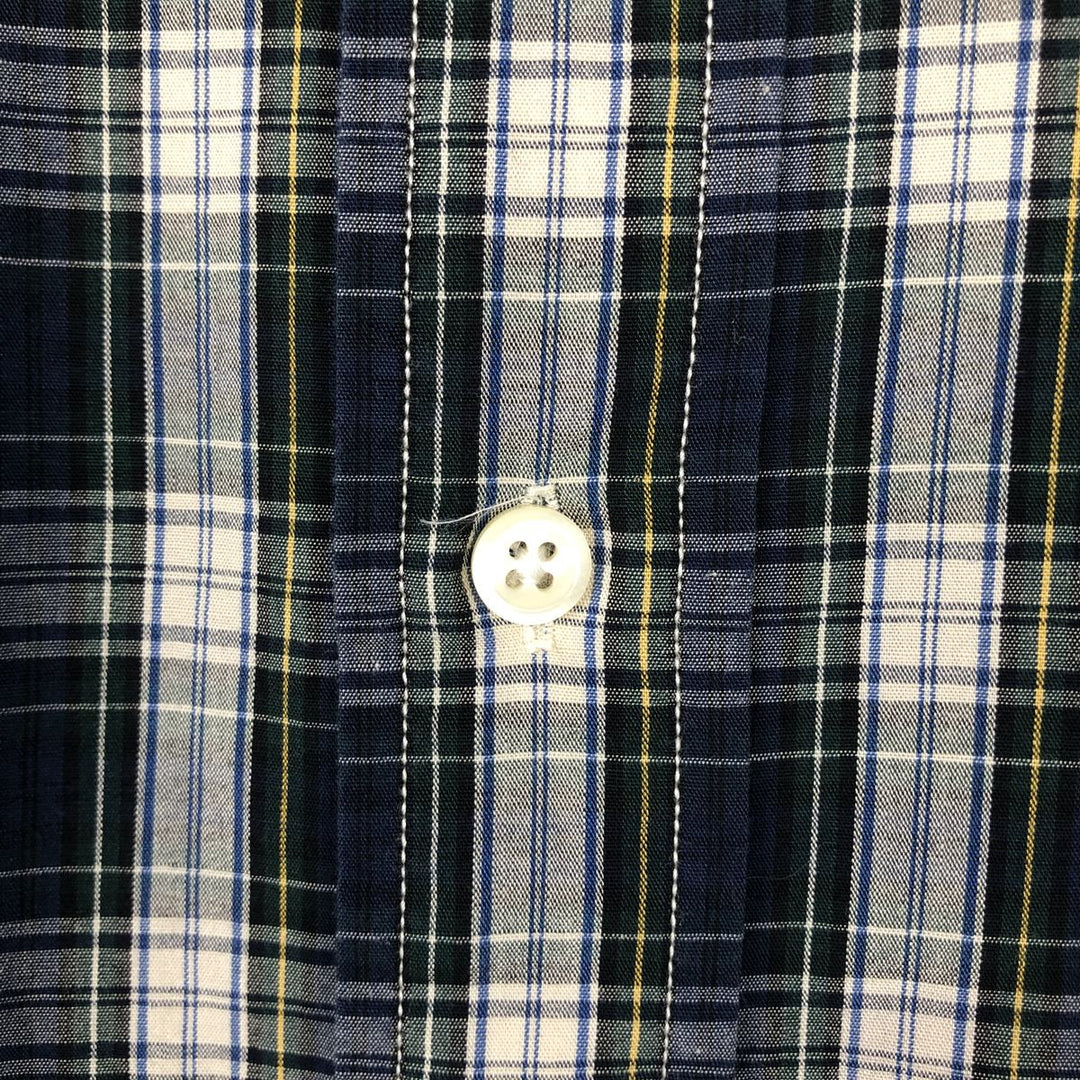 Ralph Lauren short sleeve button down check shirt, men's size L cotton navy blue type Vintage Second Hand