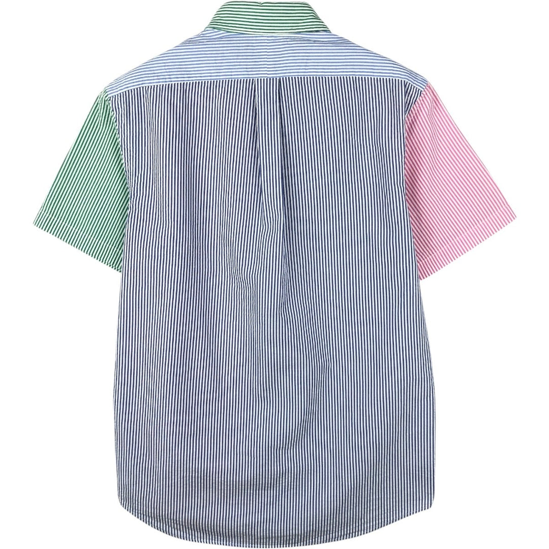 Ralph Lauren Crazy Pattern Seersucker Short-Sleeve Button-Down Striped Shirt, Men's Size S (approx.) cotton pink type Vintage Second Hand