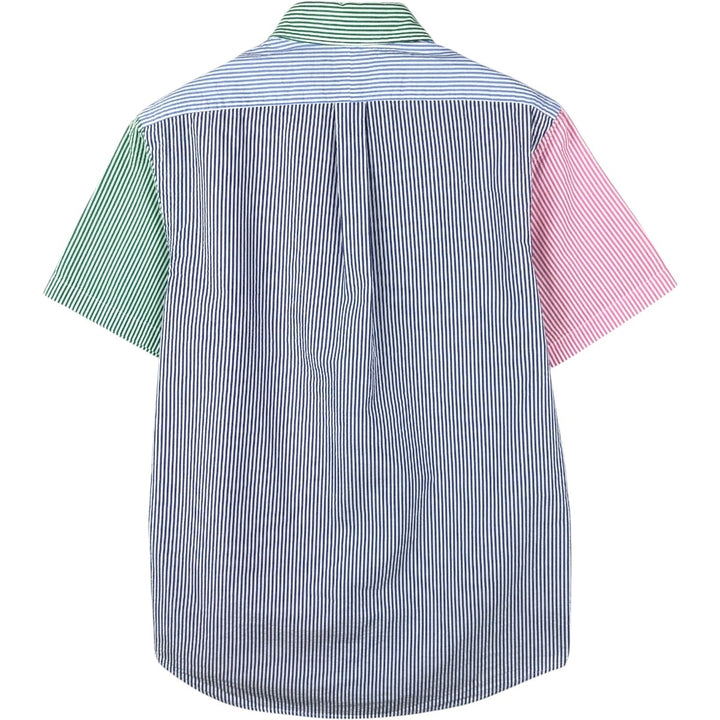 Ralph Lauren Crazy Pattern Seersucker Short-Sleeve Button-Down Striped Shirt, Men's Size S (approx.) cotton pink type Vintage Second Hand