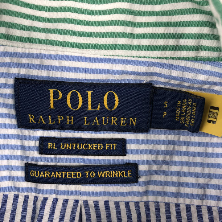Ralph Lauren Crazy Pattern Seersucker Short-Sleeve Button-Down Striped Shirt, Men's Size S (approx.) cotton pink type Vintage Second Hand