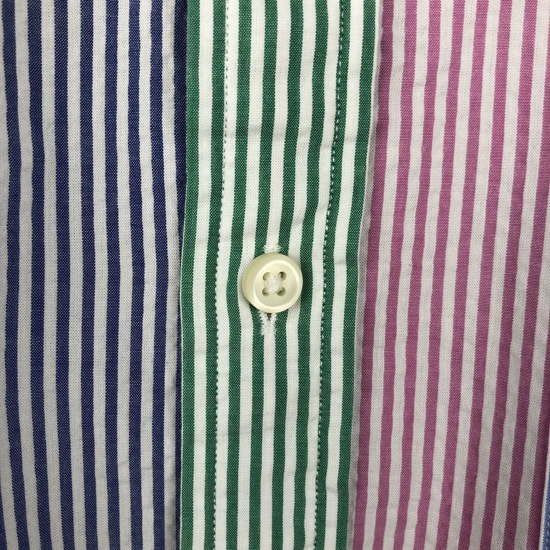 Ralph Lauren Crazy Pattern Seersucker Short-Sleeve Button-Down Striped Shirt, Men's Size S (approx.) cotton pink type Vintage Second Hand