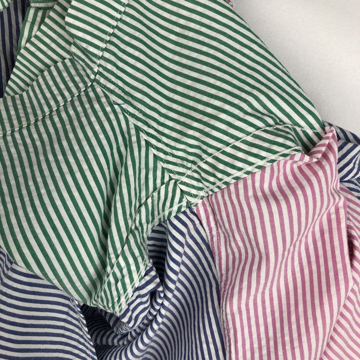 Ralph Lauren Crazy Pattern Seersucker Short-Sleeve Button-Down Striped Shirt, Men's Size S (approx.) cotton pink type Vintage Second Hand