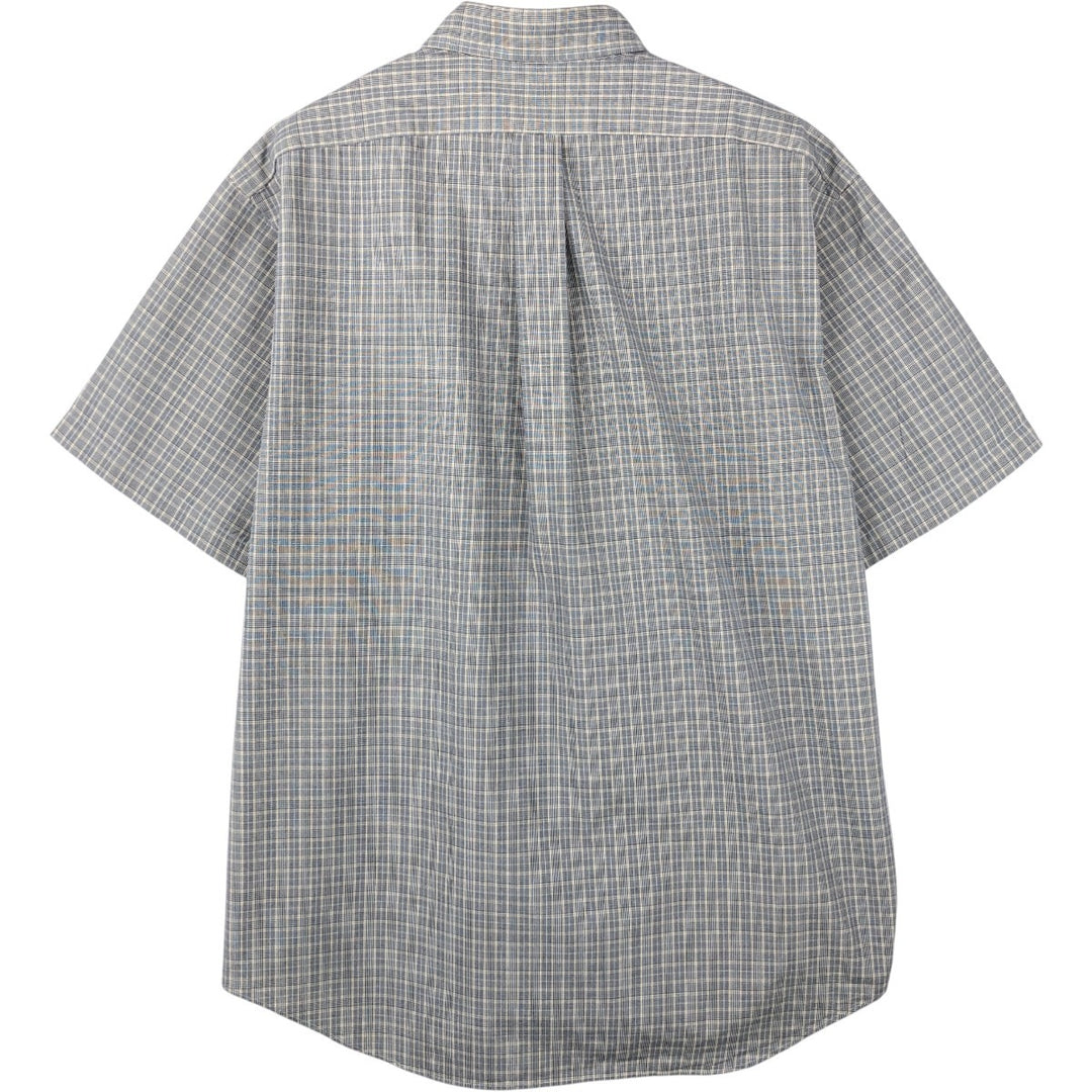 Ralph Lauren BLAKE Check Pattern Gun Club Check Short-Sleeve Button-Down Check Shirt, Men's Size L (approx.) cotton gray type Vintage Second Hand