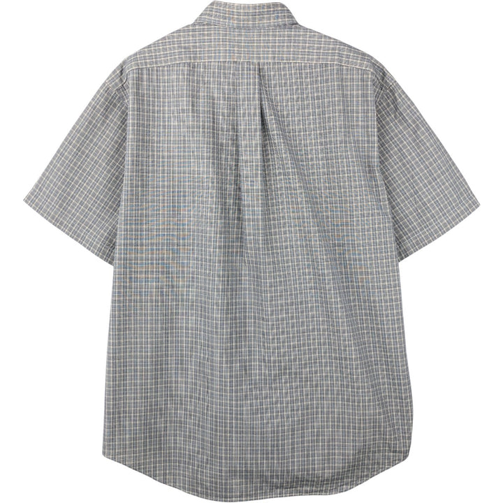 Ralph Lauren BLAKE Check Pattern Gun Club Check Short-Sleeve Button-Down Check Shirt, Men's Size L (approx.) cotton gray type Vintage Second Hand
