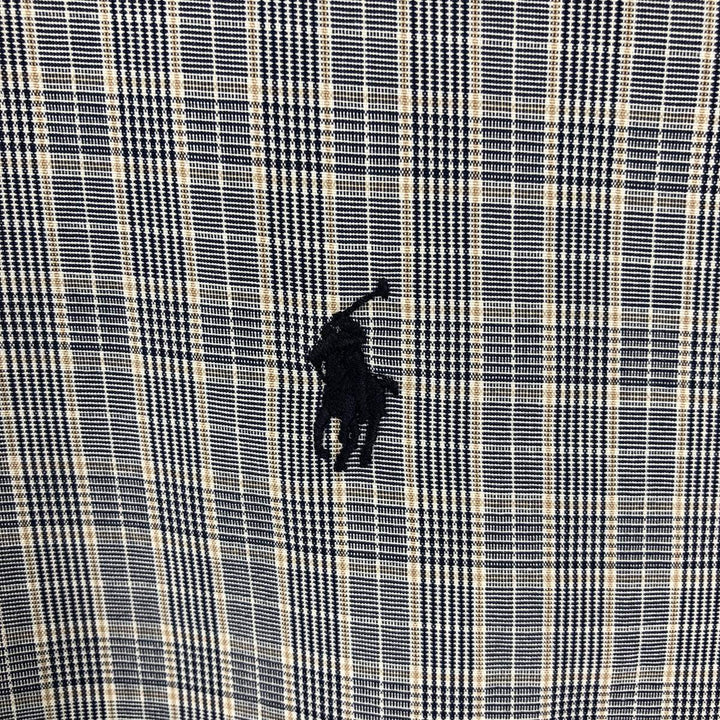 Ralph Lauren BLAKE Check Pattern Gun Club Check Short-Sleeve Button-Down Check Shirt, Men's Size L (approx.) cotton gray type Vintage Second Hand