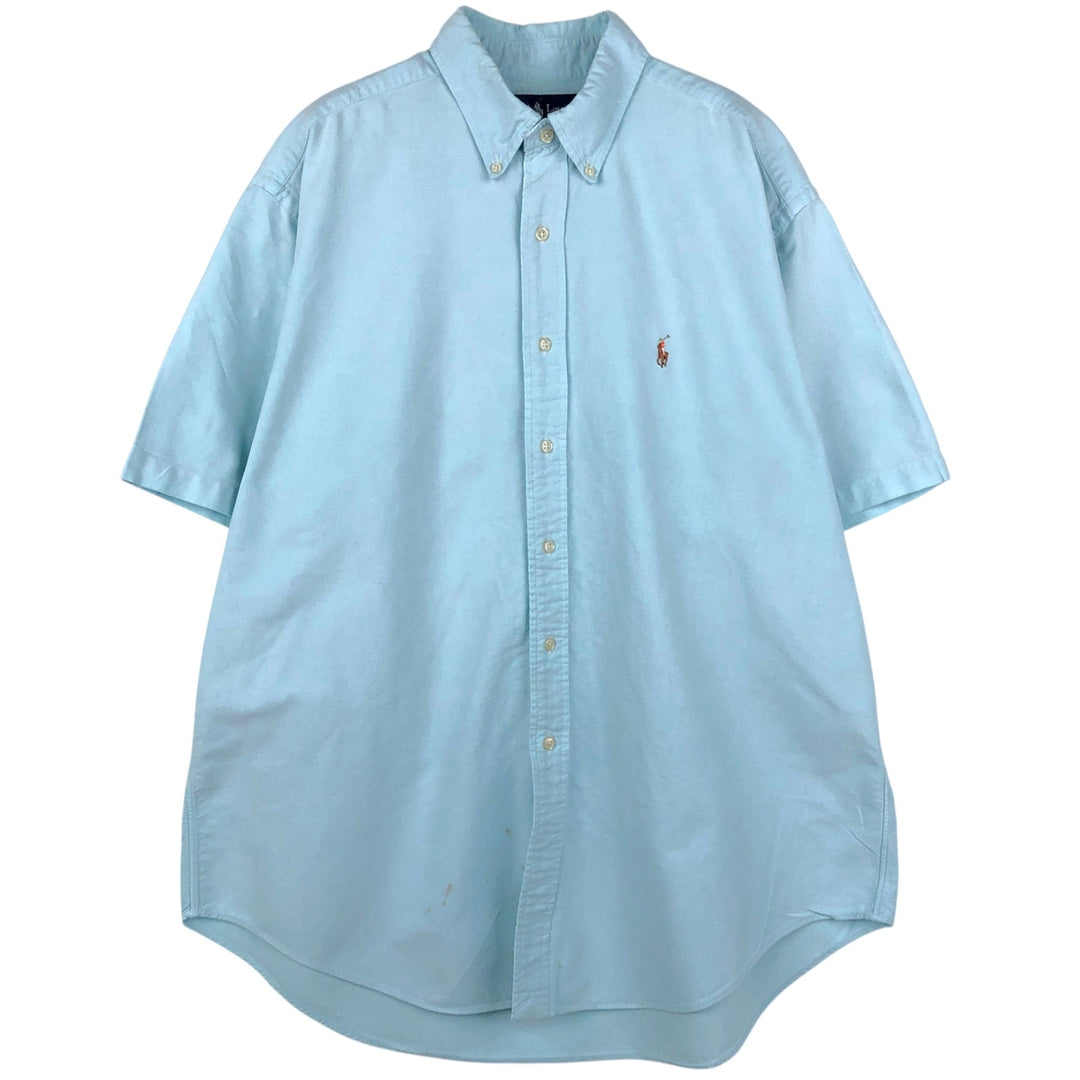 Ralph Lauren Classic Fit Short Sleeve Button Down Shirt Men's XL cotton Mint green Vintage Second Hand