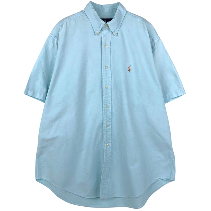 Ralph Lauren Classic Fit Short Sleeve Button Down Shirt Men's XL cotton Mint green Vintage Second Hand