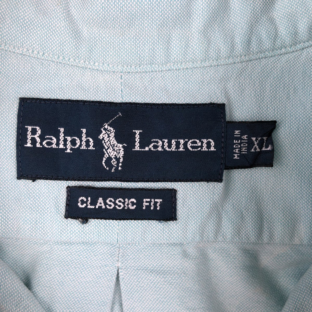 Ralph Lauren Classic Fit Short Sleeve Button Down Shirt Men's XL cotton Mint green Vintage Second Hand