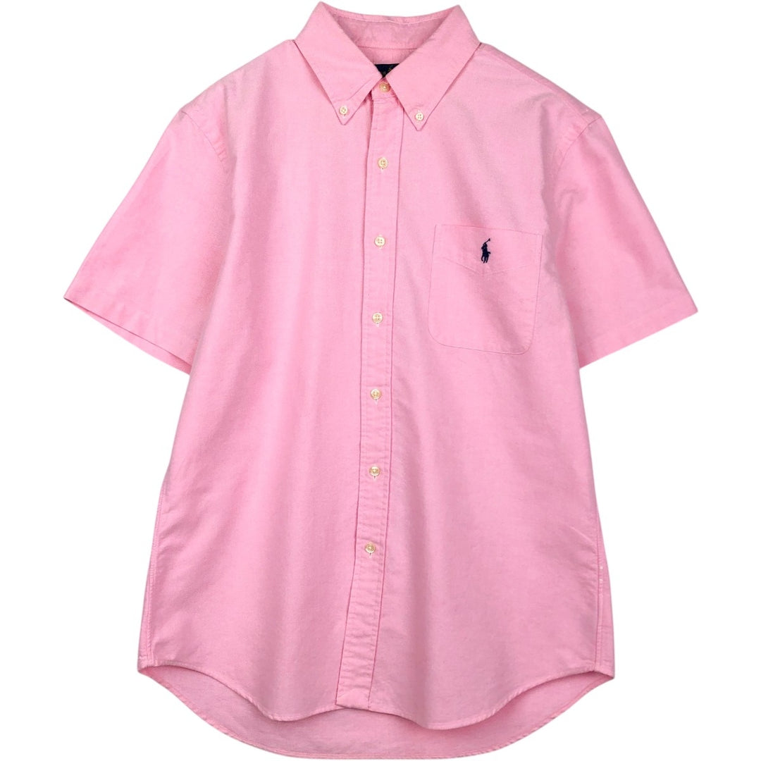 Ralph Lauren Slim Fit Short-Sleeve Button-Down Shirt, Men's Size L (approx.) cotton pink type Vintage Second Hand